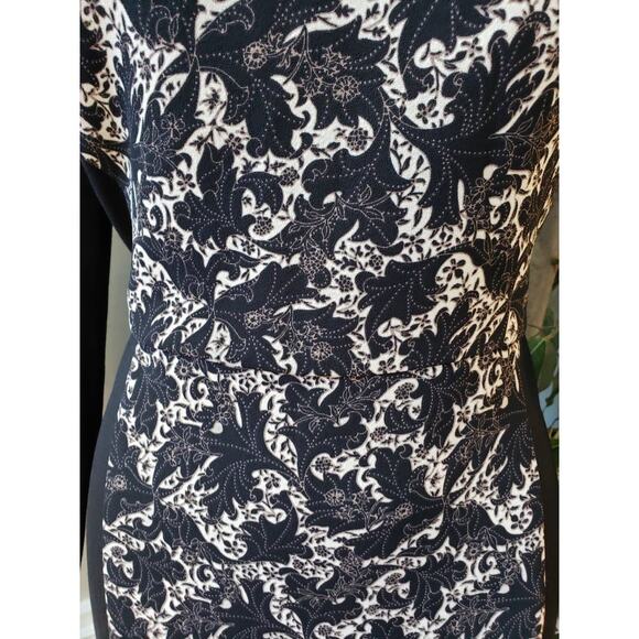 Club Monaco Shift Dress Women's 4 Black Floral Back Zip Long Sleeve Crew Neck - Picture 8 of 10